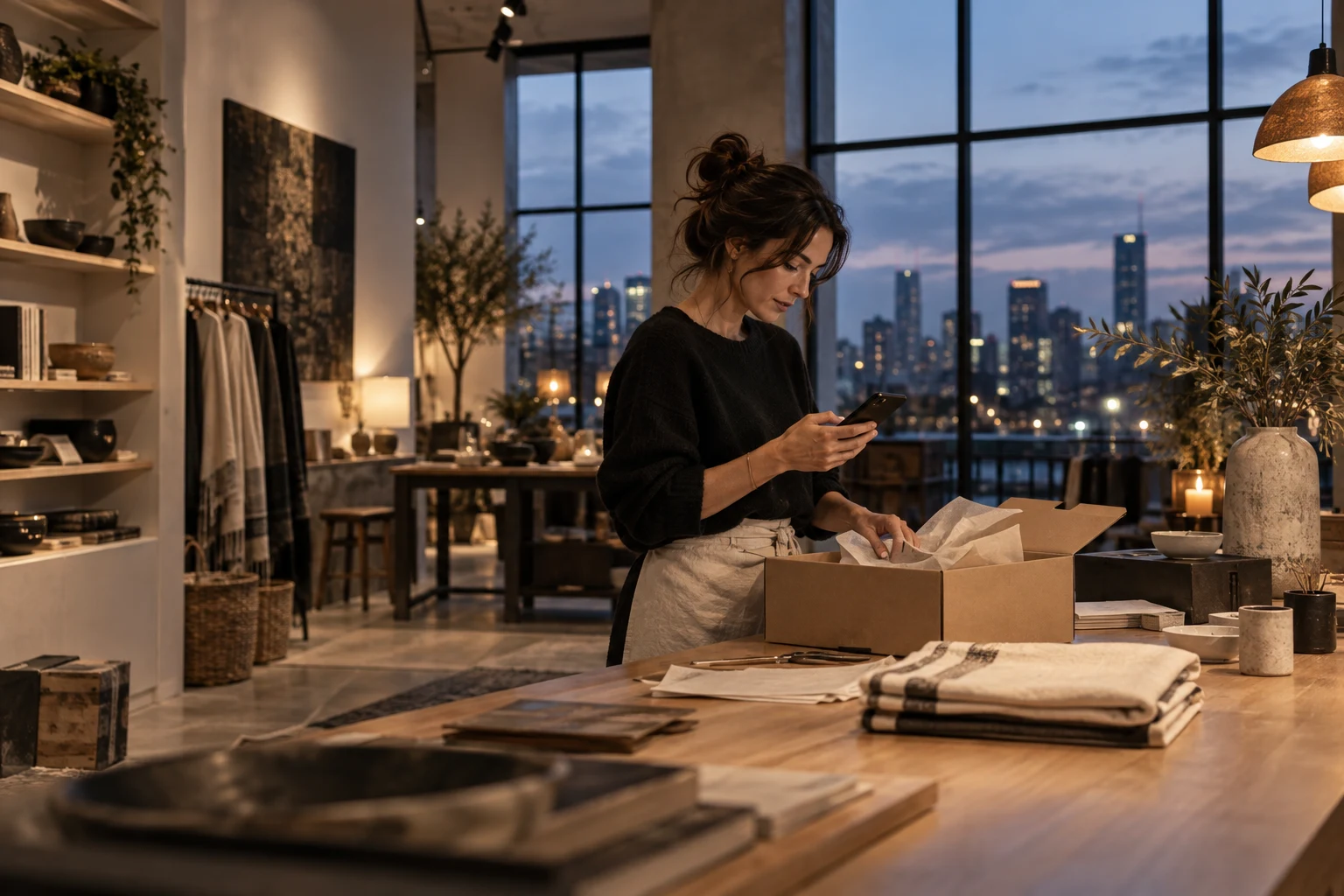 An independent business owner preparing an order